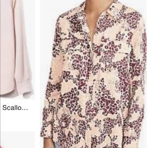 Equipment pink double pocket animal print blouse XS